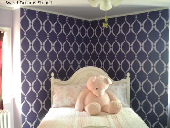 Have sweet dreams in this purple Sweet Dreams Stenciled bedroom! http://www.cuttingedgestencils.com/stencil-dreams.html