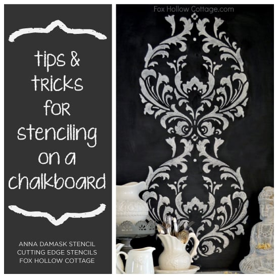 Learn how to stencil on a chalkboard wall! http://www.cuttingedgestencils.com/damask-stencil.html