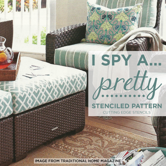 Stencil the pretty patterns that we've spotted in some high end decor magazines! http://www.cuttingedgestencils.com/wall-stencils-stencil-designs.html