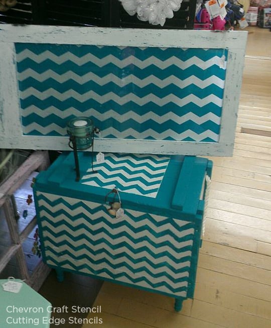 Paint the Chevron Craft Stencil from Cutting Edge Stencils in a fun blue shade to get this look! http://www.cuttingedgestencils.com/chevron-stencil-templates-stencils.html