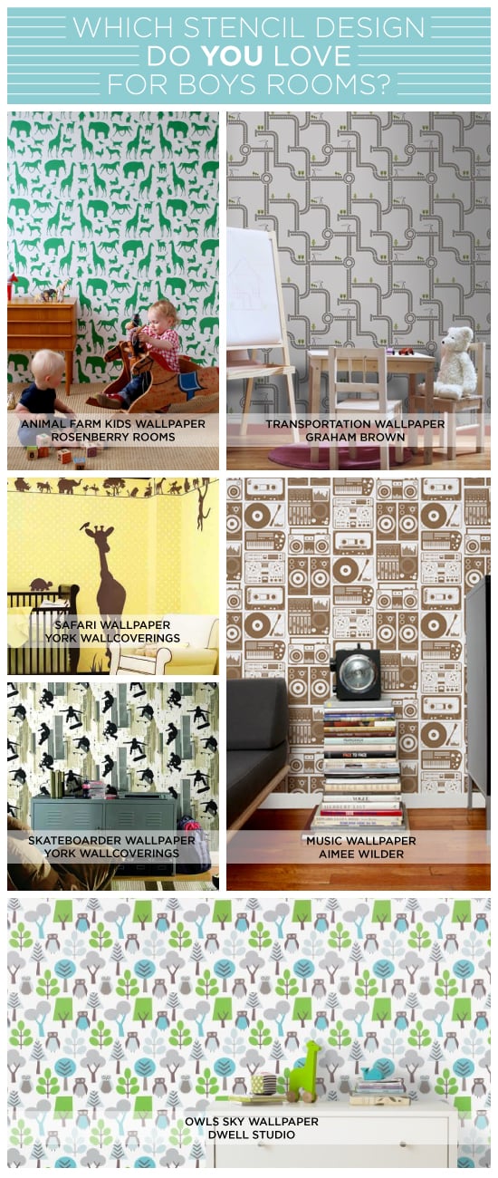 Wall Stencil designs that are perfect for little boys rooms!