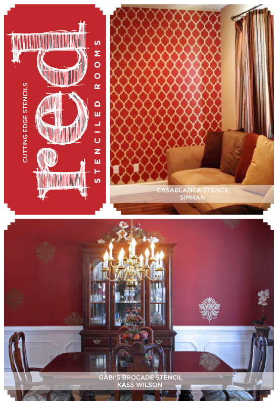 Cutting Edge Stencils shares red room inspiration! http://www.cuttingedgestencils.com/wall-stencils-stencil-designs.html
