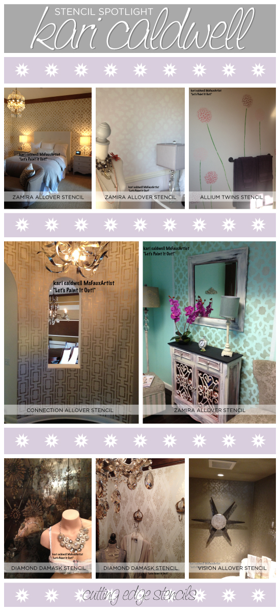 Gorgeous stenciled spaces that use Cutting Edge Stencils and have been painted by Kari Caldwell! http://www.cuttingedgestencils.com/damask-stencil-pattern.html