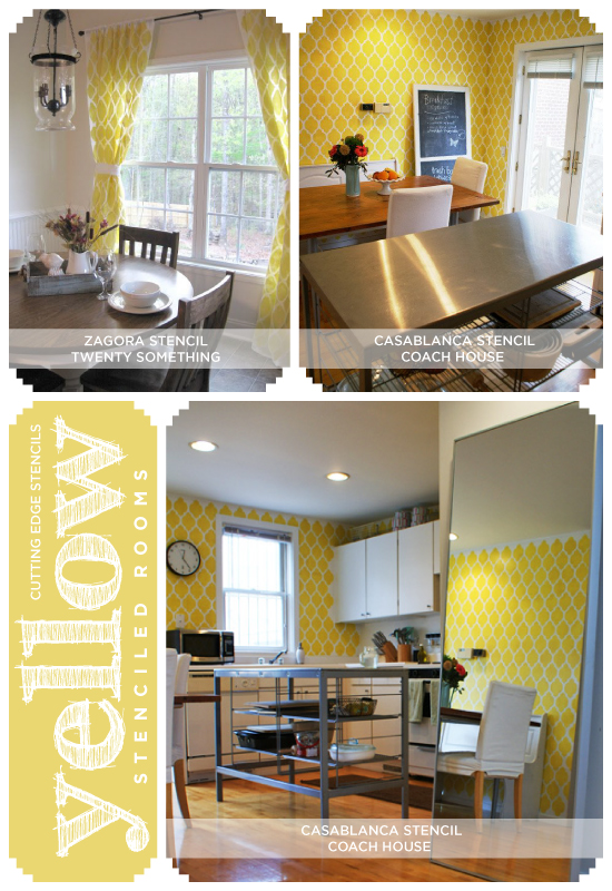 Stenciling a room yellow?  Cutting Edge Stencils shares stenciled yellow room ideas and fun color insights! http://www.cuttingedgestencils.com/allover-stencils.html