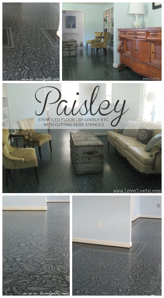 Painted and stenciled with the Paisley Allover Stencil on a plywood subfloor to get this stunning look! http://www.cuttingedgestencils.com/paisley-allover-stencil.html