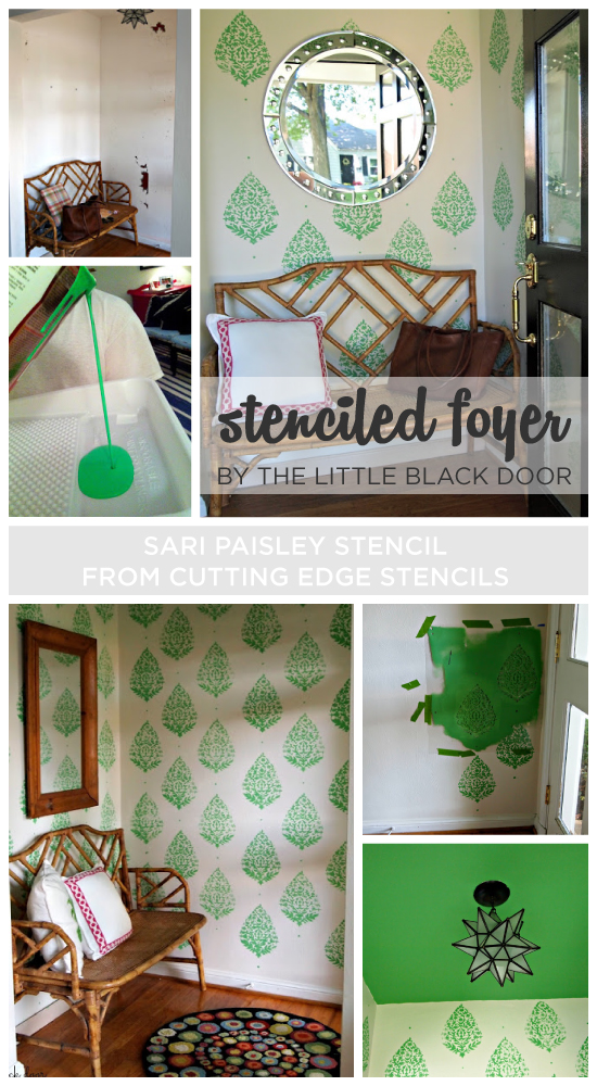 Paint the Sari Paisley Stencil in a bright green color in your foyer for a bold inviting look! http://www.cuttingedgestencils.com/sari-paisley-allover-stencil.html