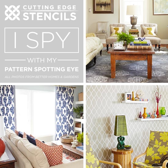 Stencil the look of these gorgeous designer home decor looks using Cutting Edge Stencils!http://www.cuttingedgestencils.com/wall-stencils-stencil-designs.html