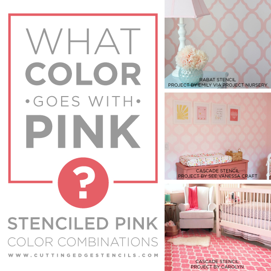 Stenciled pink color combinations using Cutting Edge Stencils and Benjamin Moore Paints! http://www.cuttingedgestencils.com/cascade-allover-stencil-pattern.html