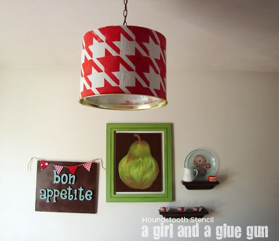 Stencil a lamp shade using the Houndstooth Stencil from Cutting Edge Stencils! http://www.cuttingedgestencils.com/houndstooth-craft-stencil-pattern-DIY-decor.html