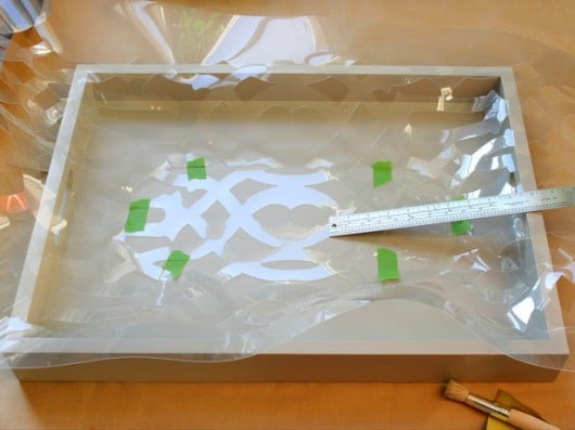 Learn how to stencil a wooden tray using the Trellis Allover pattern from Cutting Edge Stencils. http://www.cuttingedgestencils.com/allover-stencil.htm