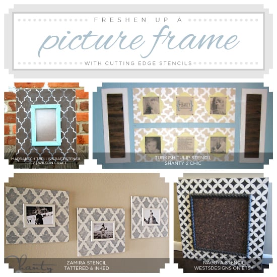 Stenciling old picture frames is an easy DIY home decor project. http://www.cuttingedgestencils.com/wall-stencils-stencil-designs.html