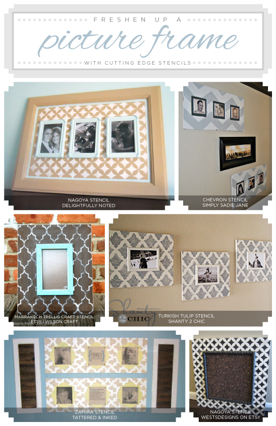 Learn how to freshen up a picture frame using stencils from Cutting Edge Stencils. http://www.cuttingedgestencils.com/wall-stencils-stencil-designs.html