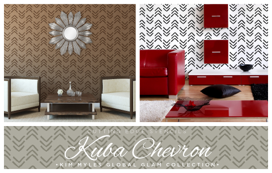 New Kuba Chevron stencil pattern designed by Kim Myles in her Global Glam Collection. http://www.cuttingedgestencils.com/kim-myles.html
