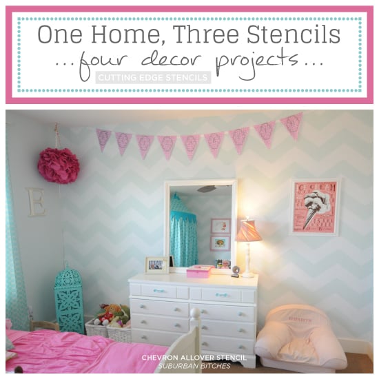 Cutting Edge Stencils shares one home featuring three stencils and four stenciled home decor projects. http://www.cuttingedgestencils.com/chevron-stencil-pattern.html