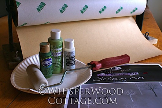 Learn how to stencil gift wrap using the Silence Stencil from Cutting Edge Stencils. http://www.cuttingedgestencils.com/tree-stencil-kit.html