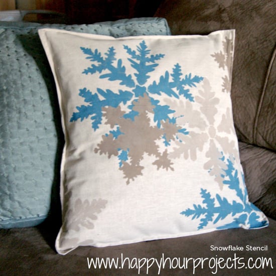 A Snowflake Stenciled pillow for the holiday season. http://www.cuttingedgestencils.com/snowflake-stencils.html