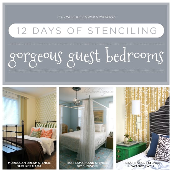 Cutting Edge Stencils shares stenciled guest bedroom ideas to WOW your guests. http://www.cuttingedgestencils.com/wall-stencils-stencil-designs.html
