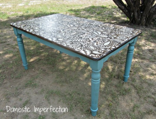 A table stenciled with the Indian Inlay Stencil Kit from Cutting Edge Stencils. http://www.cuttingedgestencils.com/indian-inlay-stencil-furniture.html