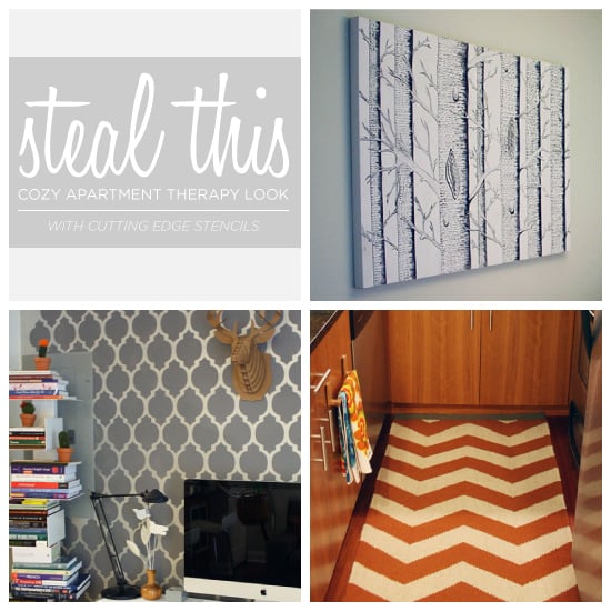 Cutting Edge Stencils shares how to steal this cozy apartment look using stencils and Benjamin Moore paints. http://www.cuttingedgestencils.com/wall-stencils-stencil-designs.html