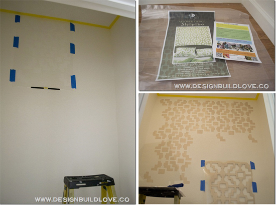 A stenciled pantry using the Shipibo Allover pattern from Cutting Edge Stencils. http://www.benjaminmoore.com/en-us/paint-color/carringtonbeige#ce_s=beige