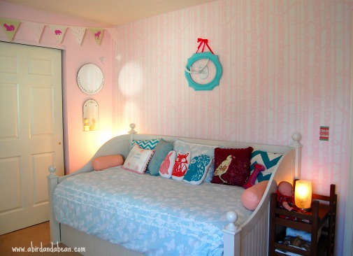 A stenciled little girls bedroom with the Birch Forest pattern from Cutting Edge Stencils. http://www.cuttingedgestencils.com/stencil-tools-kit.html