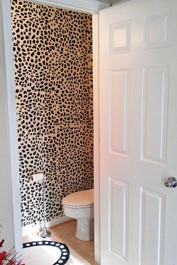 A Leopard Skin Allover stenciled powder room. http://www.cuttingedgestencils.com/leopard-pattern-animal-skin-stencil.html