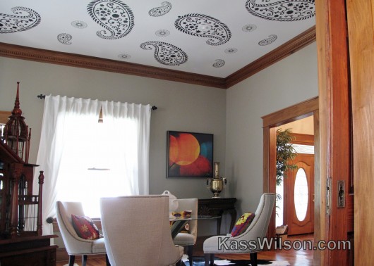 A Vintage Paisley stenciled ceiling in a historic home. http://www.cuttingedgestencils.com/paisley-stencil-vintage.html