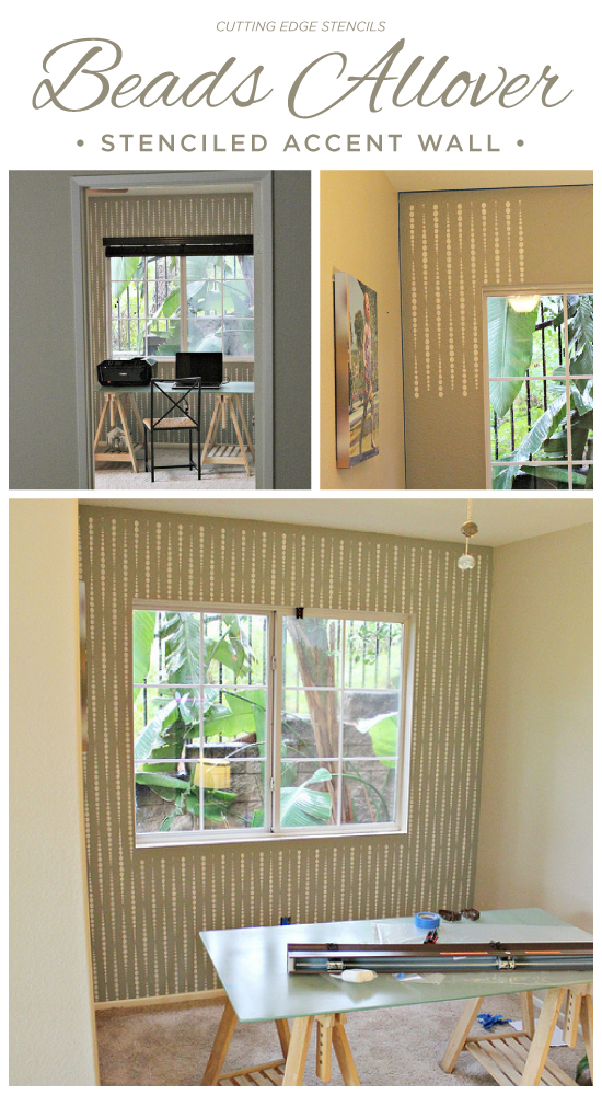 A stenciled accent wall using the Beads Allover Stencil. http://www.cuttingedgestencils.com/beads-wall-stencil-pattern.html