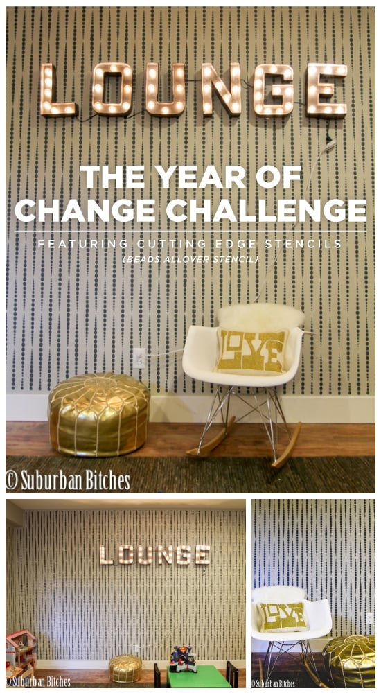 A DIY accent wall using the Beads Allover Stencil from Cutting Edge Stencils. http://www.cuttingedgestencils.com/beads-wall-stencil-pattern.html