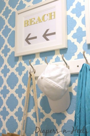 A DIY stenciled laundry room using the Moroccan Tiles stencil. http://www.cuttingedgestencils.com/moroccan-tiles-wall-pattern.html
