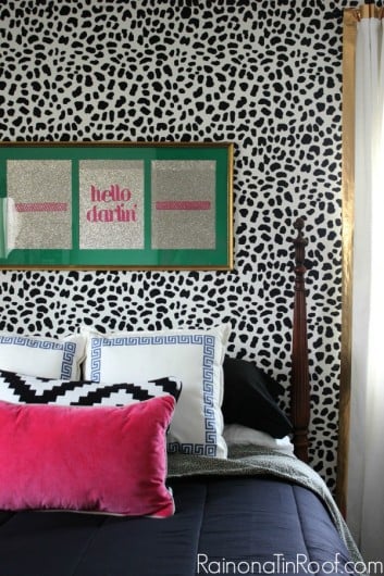 A DIY leopard stenciled bedroom. http://www.cuttingedgestencils.com/leopard-pattern-animal-skin-stencil.html