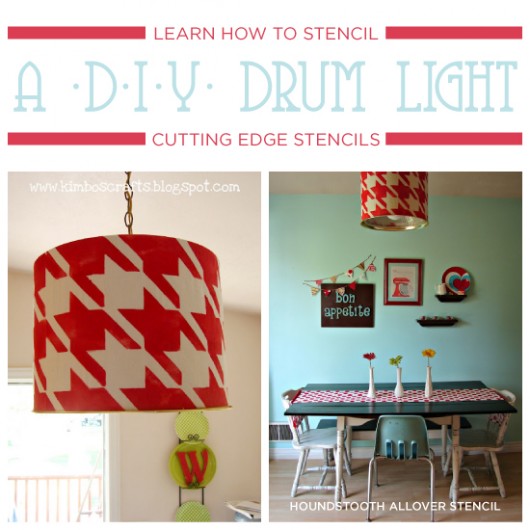 Learn how to stencil a DIY stenciled lamp shade using the Houndstooth Stencil pattern. http://www.cuttingedgestencils.com/wall_stencil_houndstooth.html
