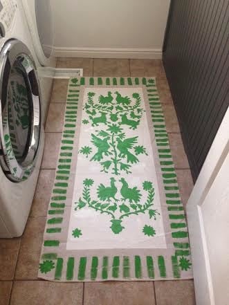 Cutting Edge Stencils shares how to create an Otomi stenciled floor mat for a laundry room. http://www.cuttingedgestencils.com/otomi-tribal-wall-pattern-stencil.html