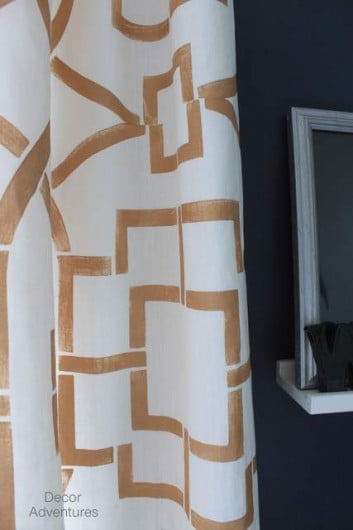 Stencil Tutorial: how to create DIY stenciled curtains using the Teal House Trellis pattern. http://www.cuttingedgestencils.com/tea-house-trellis-allover-stencil-pattern.html