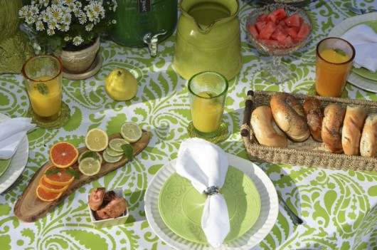A DIY stenciled tablecloth using the Paisley Allover pattern. http://www.cuttingedgestencils.com/paisley-allover-stencil.html