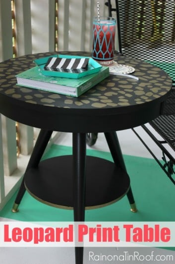 A DIY stenciled side table using the Leopard Skin Allover pattern. http://www.cuttingedgestencils.com/leopard-pattern-animal-skin-stencil.html