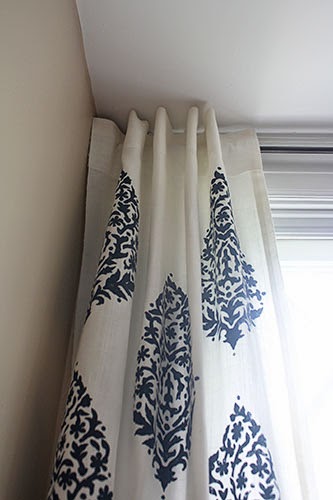 DIY stenciled curtains using the Sari Paisley stencil pattern. http://www.cuttingedgestencils.com/wall-stencil-paisley.html