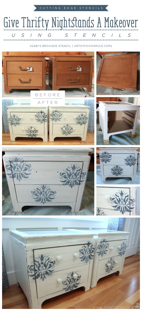 Cutting Edge Stencils shares a DIY nightstand project using the Gabrielle Damask stencil pattern. http://www.cuttingedgestencils.com/damask-stencil-3.html