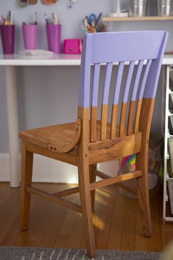 A DIY wooden chair that was dipped for color.