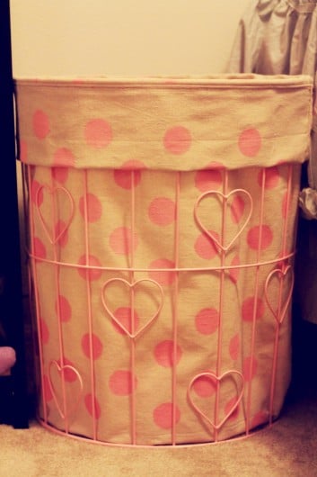 Recreate this DIY stenciled laundry basket using the Polka Dot Allover pattern. http://www.cuttingedgestencils.com/polka-dots-stencils-nursery.html