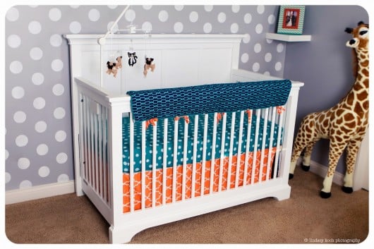 A DIY stenciled gray and white nursery using the Polka Dot Allover stencil. http://www.cuttingedgestencils.com/polka-dots-stencils-nursery.html
