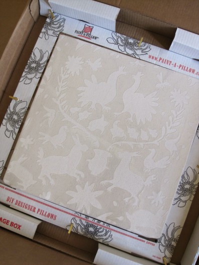 Stenciling with the Otomi Paint-A-Pillow kit. http://paintapillow.com/index.php/otomi-roosters-paint-a-pillow-kit.html 