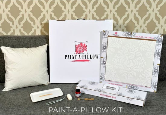 The kit for Paint-A-Pillow to create your own custom designer pillows with our Paint-A-Pillow stencil kit!  http://paintapillow.com/