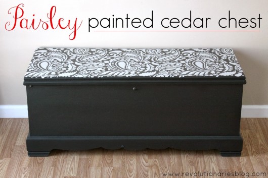 Cutting Edge Stencils shares a DIY stenciled chest using the Paisley Allover pattern. http://www.cuttingedgestencils.com/paisley-allover-stencil.html