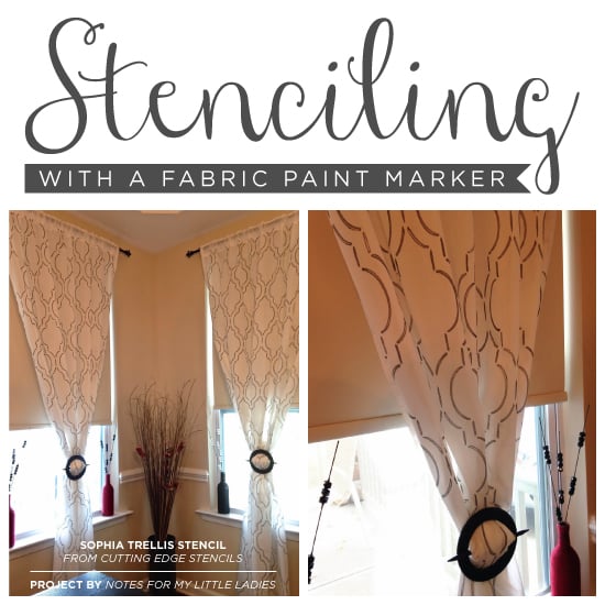 Cutting Edge Stencils shares aDIY stenciled dining room curtains with the Sophia Trellis stencil and a paint pen. http://www.cuttingedgestencils.com/sophia-trellis-stencil-geometric-wall-pattern.html