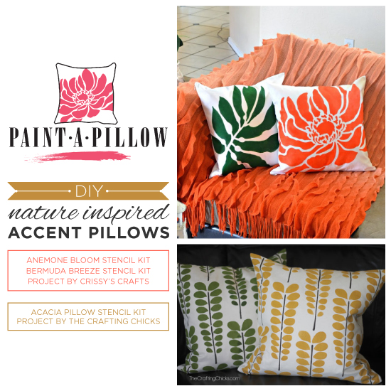 Paint-A-Pillow shares DIY stenciled accent pillows using nature inspired stencil designs. http://paintapillow.com/index.php/paint-a-pillow-kits/nature-inspired-diy-accent-pillows.html 