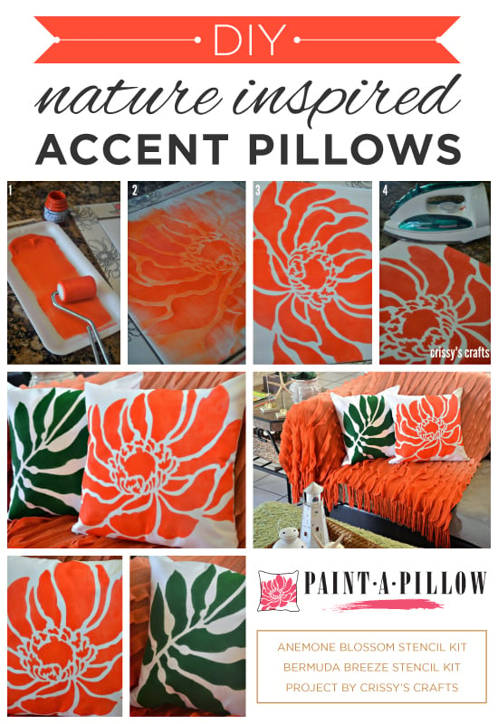 Paint-A-Pillow shares DIY stenciled accent pillows using nature inspired stencil designs. http://paintapillow.com/index.php/paint-a-pillow-kits/nature-inspired-diy-accent-pillows.html