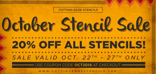 Cutting Edge Stencils October Stencil Sale. Take 20% off all stencils using the code OCT2014. http://www.cuttingedgestencils.com/wall-stencils.html