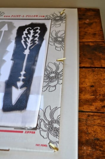 Stenciling the Indian Arrows Paint-A-Pillow kit. http://paintapillow.com/index.php/indian-arrows-paint-a-pillow-kit.html