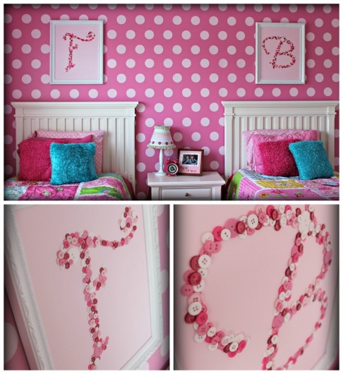 A DIY stenciled girls room idea using the Polka Dot Allover Stencil. http://www.cuttingedgestencils.com/polka-dots-stencils-nursery.html